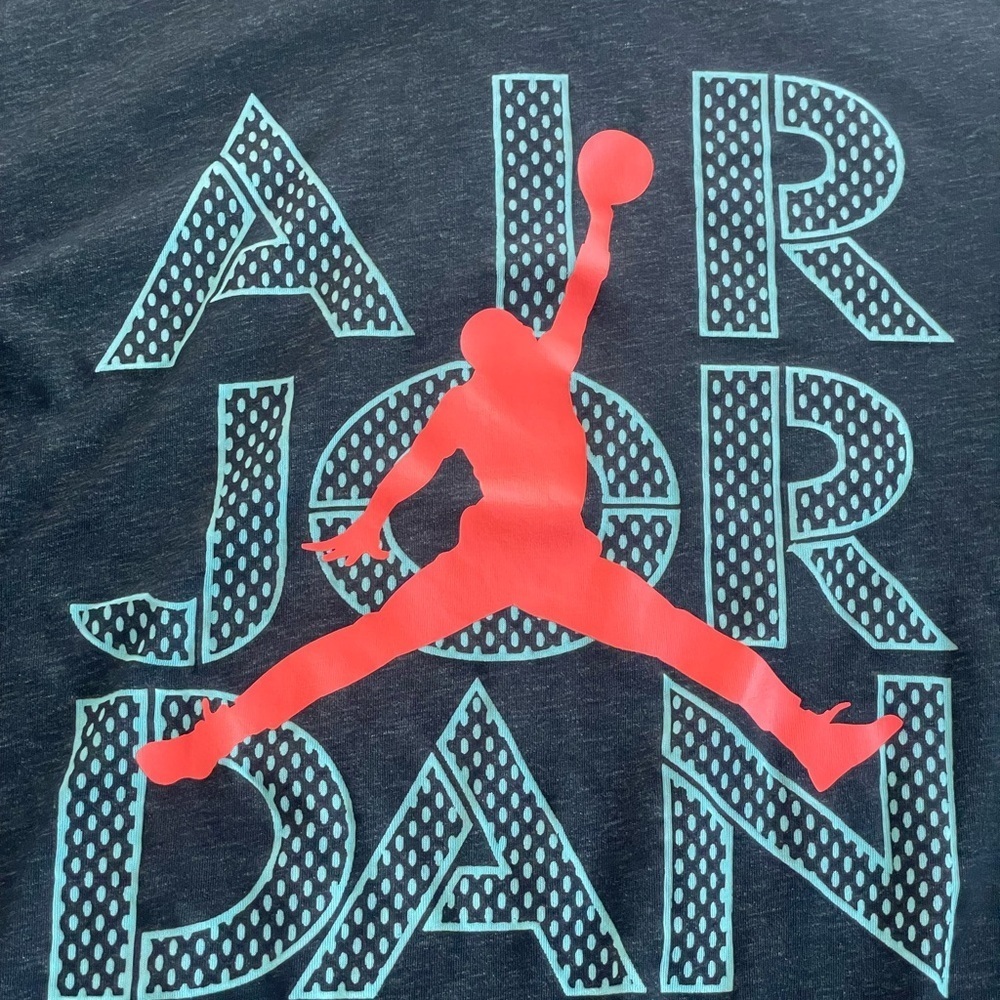 Nike mens AIR JORDAN DRI-FIT TEE (Black/Hyper Turquoise/Infrared 23, Medium) - Picture 4 of 7